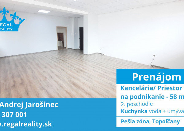 Prenájom: Kancelária + Kuchynka, 58 m2, Centrum, Topoľčany